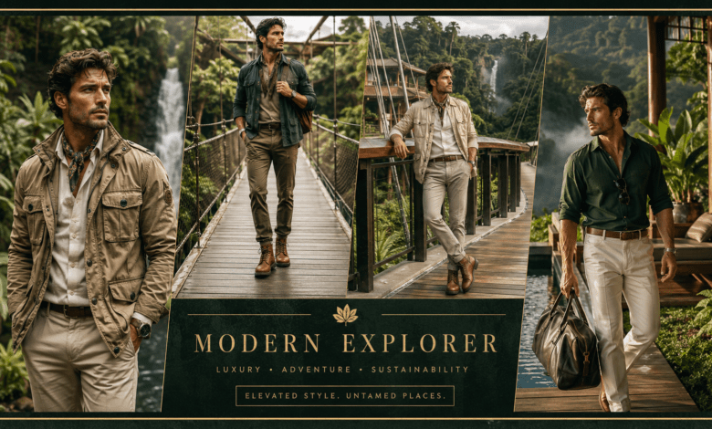 Men Luxury Deep Jungle Skybridge Outfit | Eco-Explorer Fashion That Looks Adventurous & Effortlessly Elite
