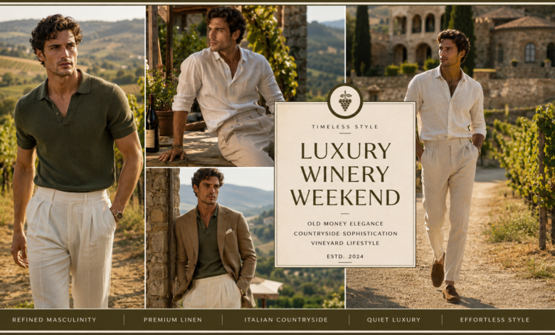 Men Luxury Winery Weekend Outfit Refined Countryside Fashion That Looks Rich & Effortlessly Timeless