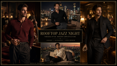 Men Rooftop Jazz Night Outfit Sophisticated Evening Fashion That Looks Rich & Effortlessly Cool