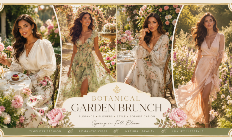 Women Botanical Garden Brunch Outfit Romantic Nature-Inspired Fashion That Looks Elegant & Effortlessly Luxurious