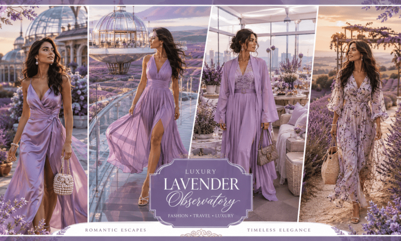 Women Luxury Floating Lavender Observatory Outfit | Botanical Dream Fashion That Looks Romantic & Effortlessly Elegant