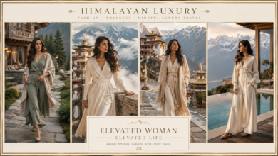 Women Luxury Himalayan Sky Monastery Outfit | Serenity Chic Fashion That Looks Peaceful & Effortlessly Elegant
