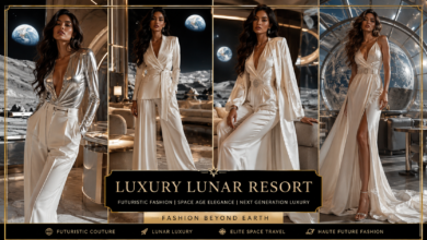 Women Luxury Lunar Resort Outfit Space-Age Fashion That Looks Futuristic & Effortlessly Elegant