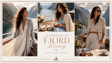 Women Luxury Nordic Fjord Yacht Brunch Outfit | Scandinavian Coastal Fashion That Looks Elegant & Effortlessly Chic