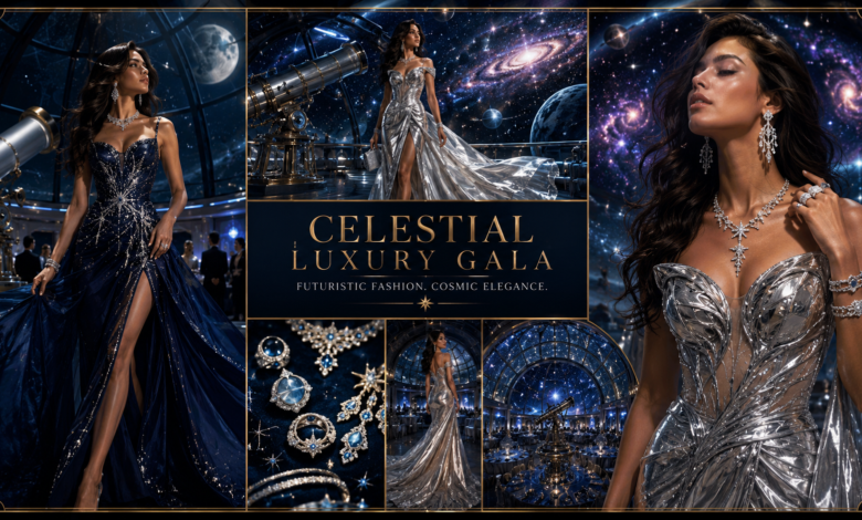 Women Luxury Space Observatory Gala Outfit Cosmic Elegance Fashion That Looks Futuristic & Effortlessly Glamorous