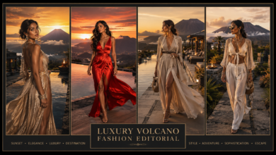 Women Luxury Volcano Sky Resort Outfit | Fire & Elegance Fashion That Looks Bold & Effortlessly Glamorous