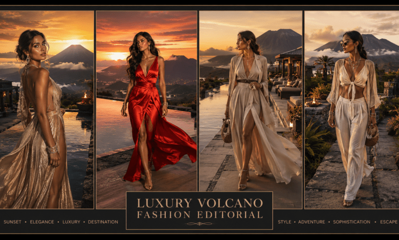 Women Luxury Volcano Sky Resort Outfit | Fire & Elegance Fashion That Looks Bold & Effortlessly Glamorous