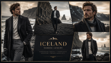 Men Luxury Iceland Black Sand Beach Outfit | Nordic Adventure Fashion That Looks Rugged & Effortlessly Elite