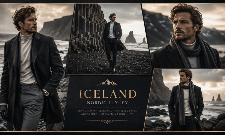 Men Luxury Iceland Black Sand Beach Outfit | Nordic Adventure Fashion That Looks Rugged & Effortlessly Elite